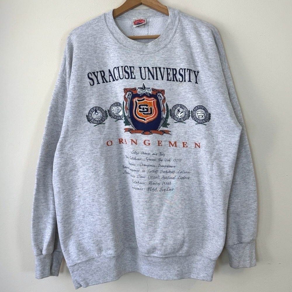 Vintage 90's Nutmeg Syracuse University Orangemen Gray Sweatshirt - XL